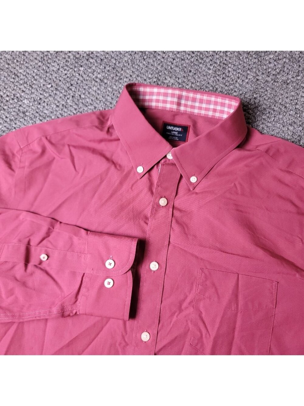UNTUCKit Rosaire Shirt Mens L Large Red Button Long Sleeve Cotton